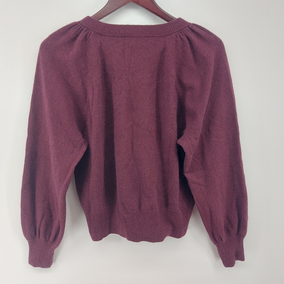 Madewell Cashmere Heart Pointelle Crewneck Sweater Purple Size Medium - Picture 7 of 9